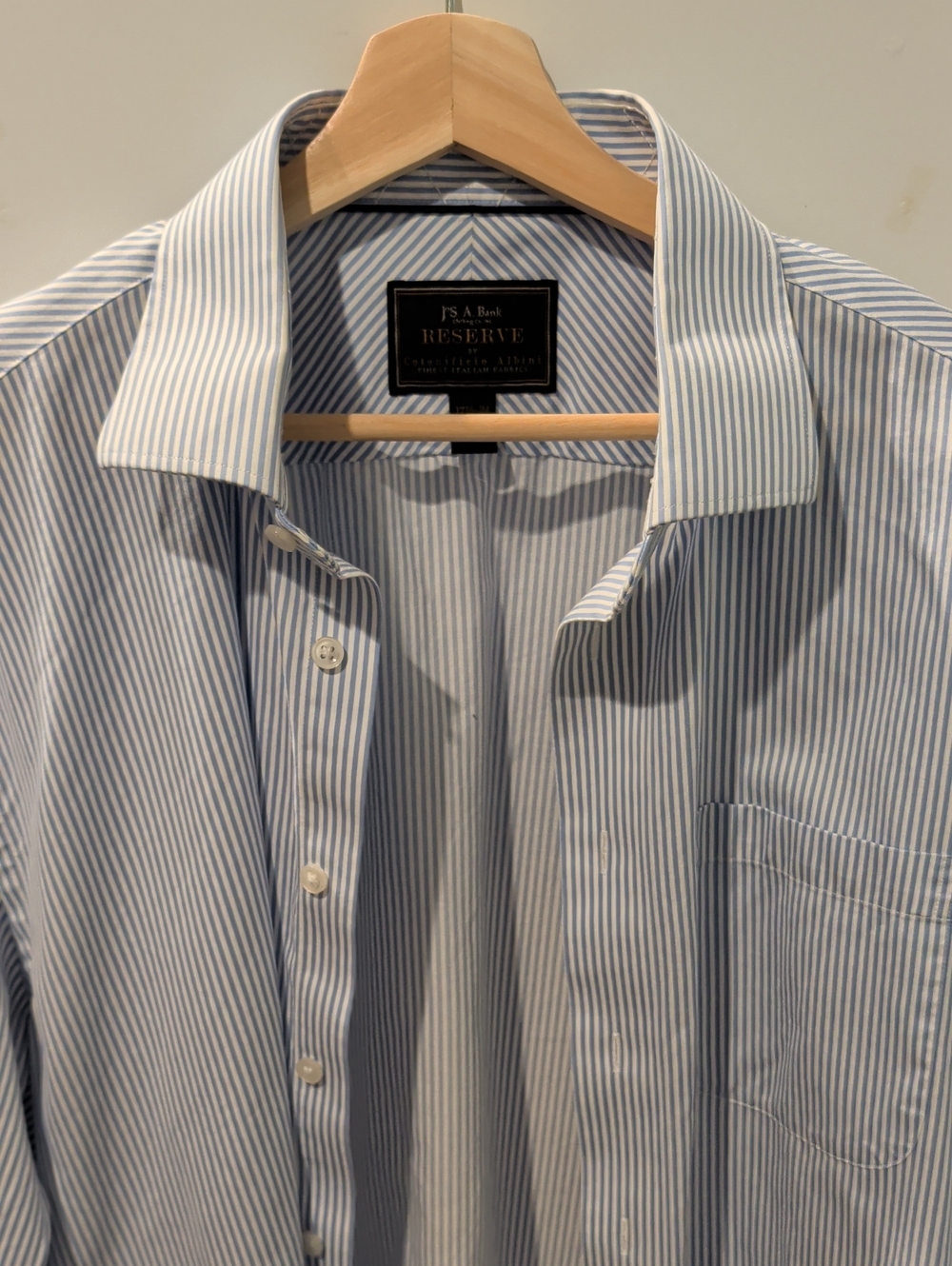 Jos. A. Bank Blue and White Striped Dress Shirt